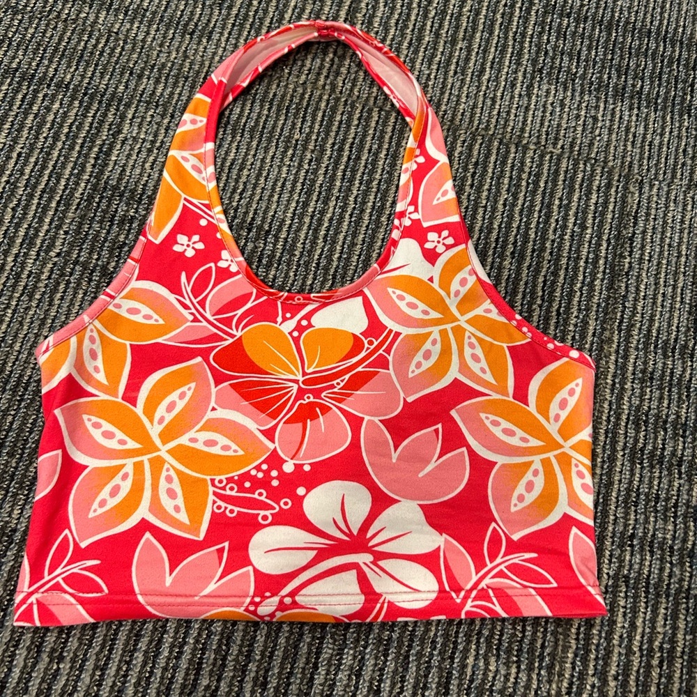 Floral Halter Top in Pink and Orange